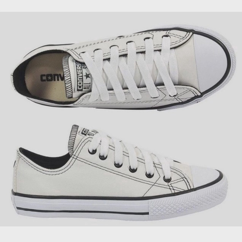 Tenis all star plataforma couro preto e couro branco