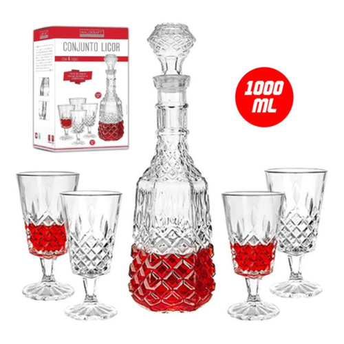 Jogo Para Suco 06 Copos E 01 Jarra Em Vidro Jarra 1 L / Copos 255 Ml em  Promoção e Entrega Rápida