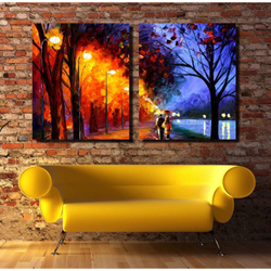 Quadro Decorativo Espatulado Paisagem Árvores Praça 2 Peças Menor preço em Quadro Decorativo Espatulado Paisagem Árvores Praça 2 Peças