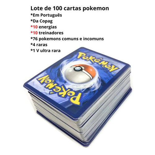 Lote Pokémon 100 Cartinhas Contendo 4 Cartas Ultra Rara - R$ 199,99