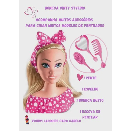 Boneca Com Busto Para Pentear E Maquiar + Maquiagem Brinde em Promoção na  Americanas