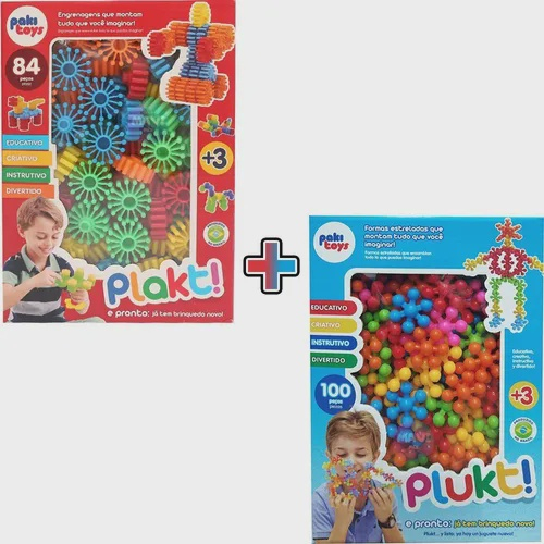 Brinquedo De Montar Encaixe Educativo Plakt Plukt Kit 184 Peças