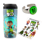 Copo Ben 10 Anel Aliens e Cartela de Adesivos Geek