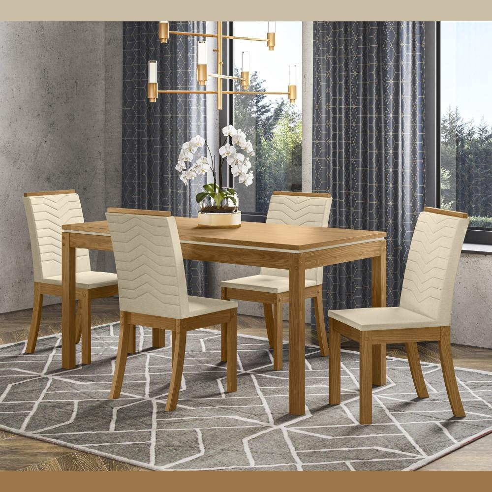 Kit Conjunto Mesa Chan 140 cm 4 Cadeiras Sala de Jantar Cozinha mdf Kit Conjunto Mesa Chan 140 cm 4 Cadeiras Sala de Jantar Cozinha mdf