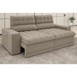 Sofá Omega 2,00m Assento Retrátil e Reclinável Velosuede Capuccino - netsofas é boa?