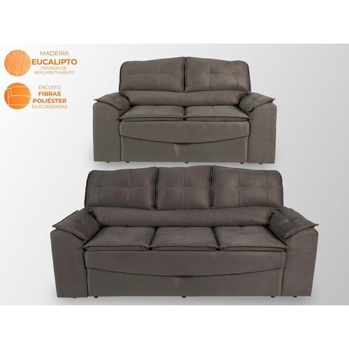 Conjunto de Sofá 2 e 3 Lugares Retrátil e Reclinável Polo Velosuede