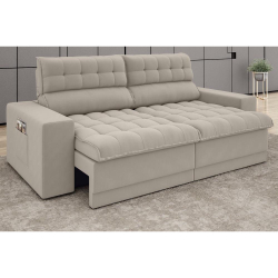 Sofá Omega 2,50m Assento Retrátil e Reclinável Velosuede Areia - netsofas é boa?