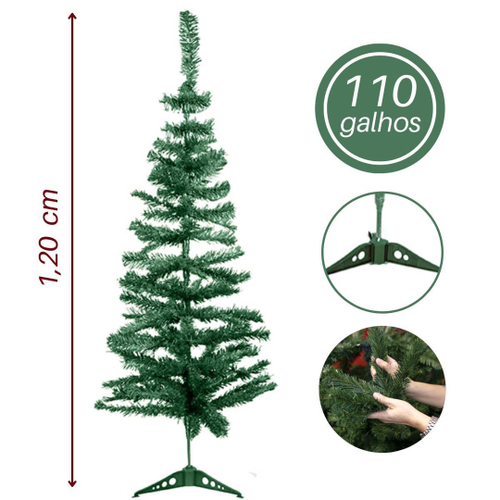 Árvore De Natal Grande Cheia Pinheiro Luxo 150cm 320 Galhos - R$ 243,9