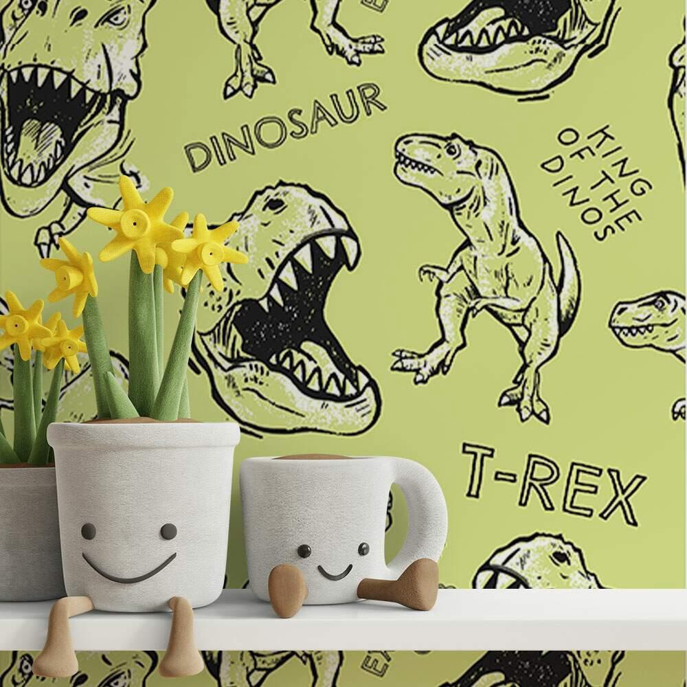 Papel De Parede Infantil Desenho De Dinossauros-60x300cm