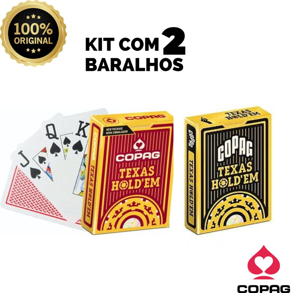 Jogo de Cartas - Baralho Profissional - Texas Hold'em - Preto - Copag