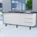 Balcão de Cozinha sem Tampo 3 Portas 3 Gavetas 200cm Montebello Móveis Bonatto