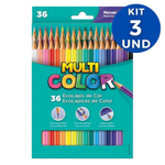 Kit 3 Caixas Lapis De Cor Multicolor 36 Cores Cada