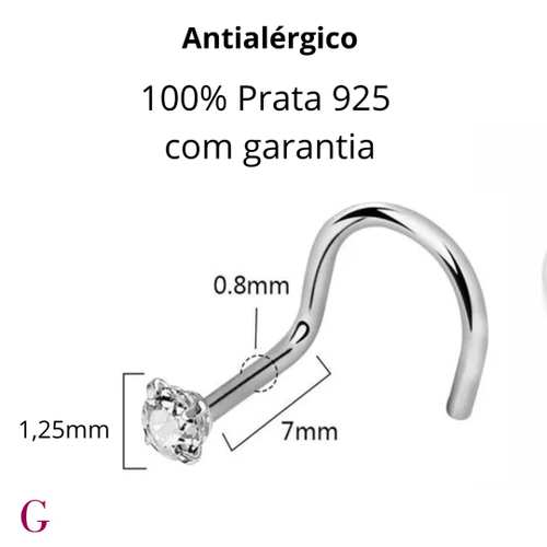 Piercing Nariz Delicado 1,25mm Zircônia Ouro 18K