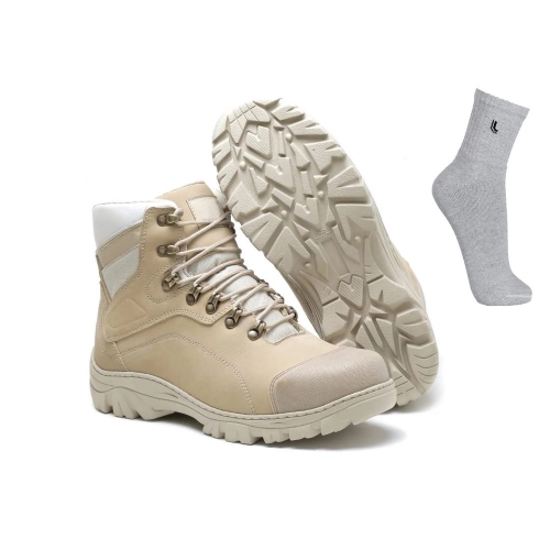 Bota Masculina Caterpillar Original Couro Cor Nude Palmilha gel