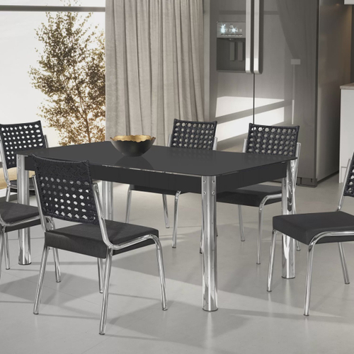 Conjunto de Mesa de Jantar com 6 Cadeiras Estofadas Maia I Veludo Off White  e Creme na Americanas Empresas