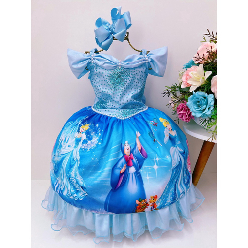 Vestido Infantil Princesa Cinderela Glitter Luxo Festa em Promoção na  Americanas