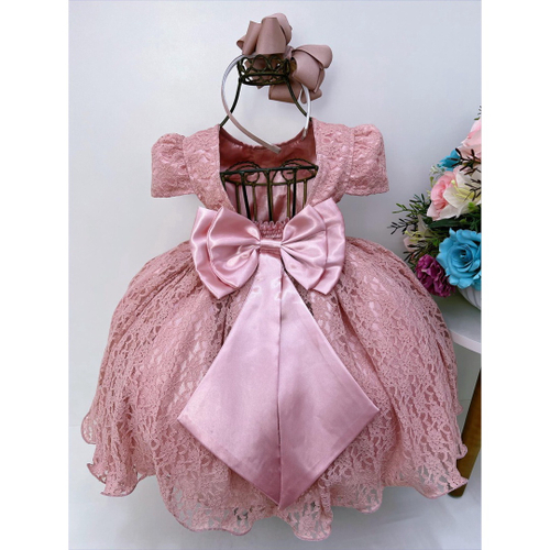 Vestido Festa Infantil Rosa Bebê Princesa Aniversário Realez em Promoção na  Americanas