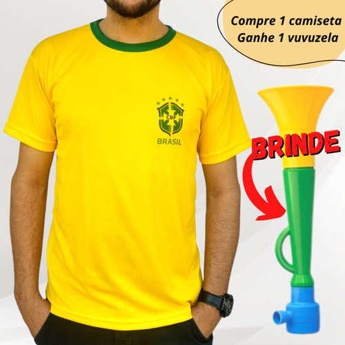 CAMISETA BRASIL JOGO FUTEBOL TORCEDOR ELITE MASCULINA - Amarelo