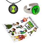 Ben 10 Anel e Colar Ominitrix Força Aliengena + Adesivos