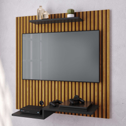 Painel Para TV Até 32 Polegadas Com Prateleiras Jet Plus - Preto/Ripado Nature - Lojas rpm é boa?