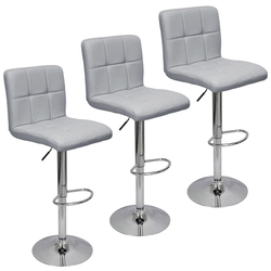 Kit 3 Banquetas Confort Gomos Estofada Couro Giratória c/ Regulagem Cinza Menor preço em Kit 3 Banquetas Confort Gomos Estofada Couro Giratória c/ Regulagem Cinza