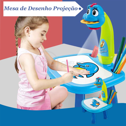 Brinquedo Projetor Mesa 4 Em 1 Desenho Pintar Infantil Led