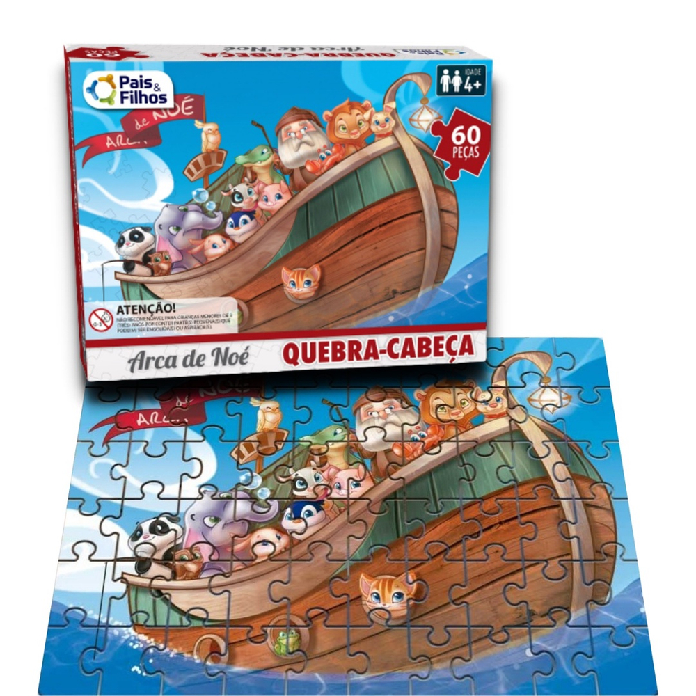 Livro Infantil A Arca De Noé Quebra-Cabeça - Tenda Gospel Livraria