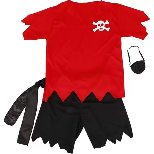 Fantasia Pirata Infantil Masculino Tapa Olho Camiseta Shorts no