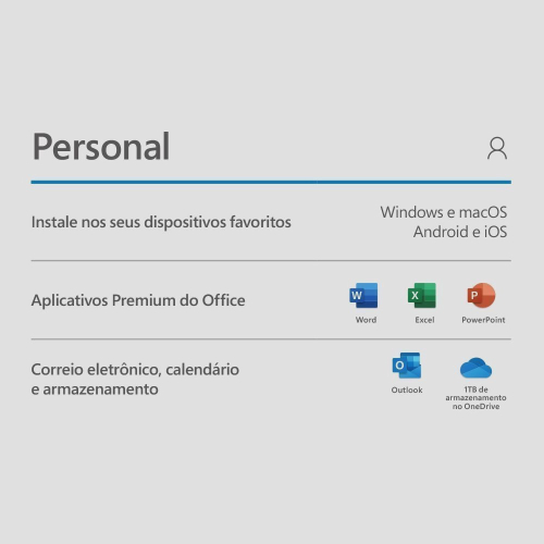 Microsoft 365 personal office 365 apps 1tb na nuvem para 1 usu rio