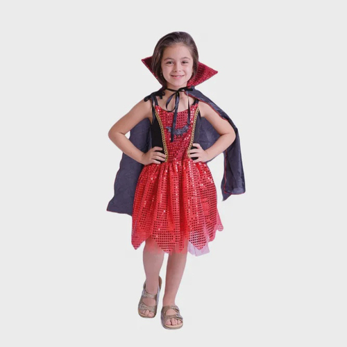 Fantasia Rainha Vampira Infantil Halloween Vestido Festa Top - 7