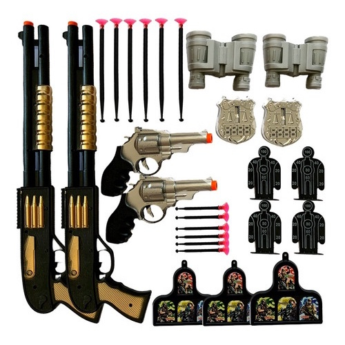 Kit com 4 Arminhas e Relógios Kit Policial de Brinquedo na