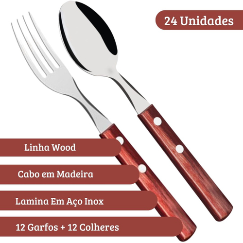 Kit Faqueiro 9 Peças Garfo Faca Colher Para Churrasco Cozinha Mesa Polywood  Aço Inox Cabo de Madeira Jumbo Vermelho Tramontina em Promoção na Americanas