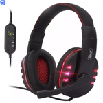Fone De Ouvido Headfone Game Com Leds e Conexão Usb E Controle KP-359- Vermelho