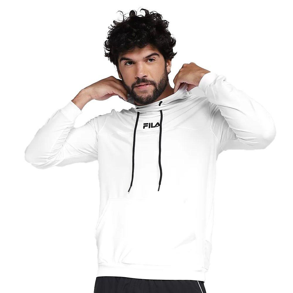 Moletom Canguru Fila com Capuz Masculino Sports Color Branco na
