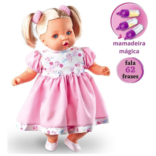 Boneca Infantil Interativa Com Cabelo Loira Fala 100 Frases em Promoção na  Americanas