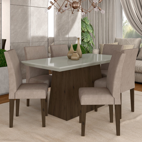 Conjunto Sala de Jantar 6 Cadeiras Kate Siena Moveis