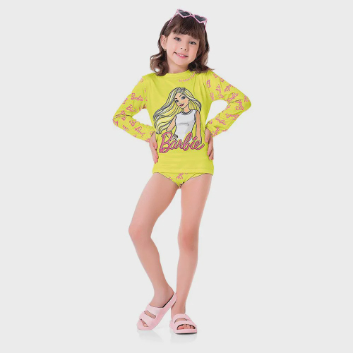 Conjunto Infantil Fakini Barbie Feminino - Branco