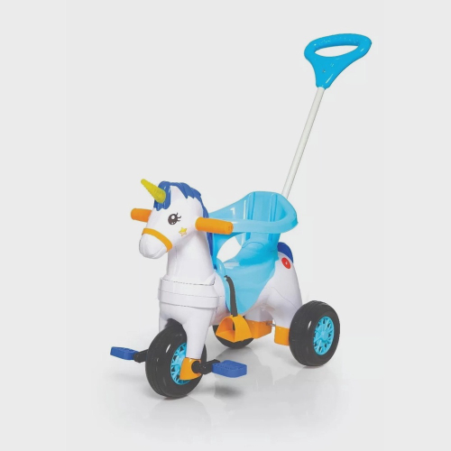 Triciclo Motinha Bel Brink 2 em 1 com Capota e Pedal para Passeio Azul - Ri  Happy