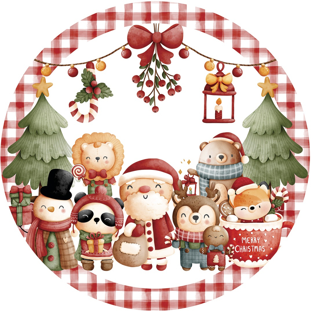 Jogo americano redondo pinguim Merry Christmas conjunto de 6