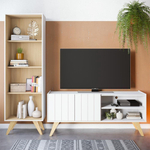 Rack Para Tv Até 50 Com Estante Moov Branco Fosco Tauari Nobre