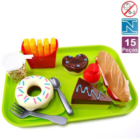 Kit de Comidinha de Brinquedo Infantil Madeira Cereais 30 Pç