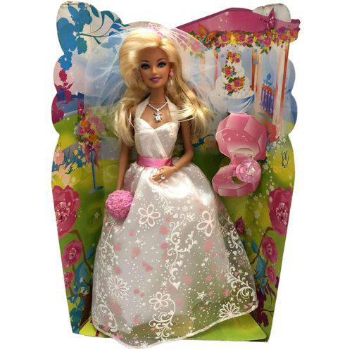 Boneca Barbie Com Vestido De Noiva Completo