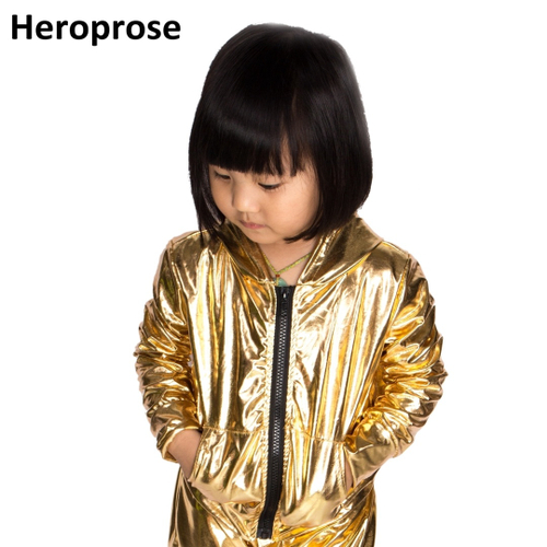 Spring Autumn Kids Gold Bomber Jacket Stage Performance Wear Paillette Feminina Casaco Hip Hop Dance Coat J190508 Em Promocao Ofertas Na Americanas