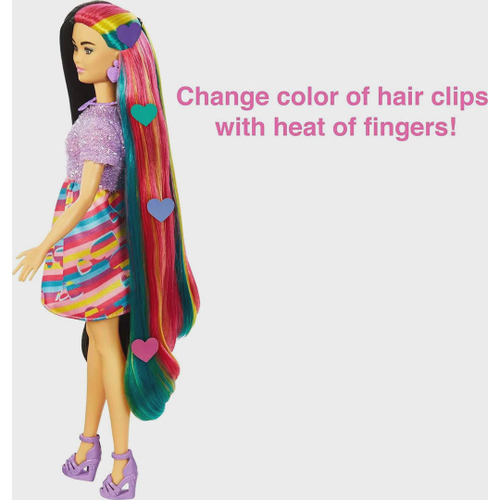 Boneca Barbie Totally Hair - Vestido Listrado - Morena - HCM90