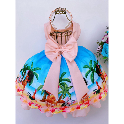 Vestido Infantil Temático Luxo Moana