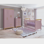 Quarto de Bebê Completo Berço 3 em 1 Cômoda 4 Gavetas Guarda Roupa 3 Portas Údine Móveis