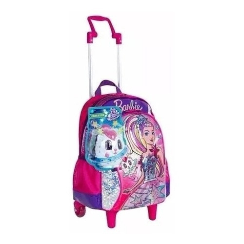 Kit Mochila Barbie Princesa Pop Star Rodinhas Tam G Sestini