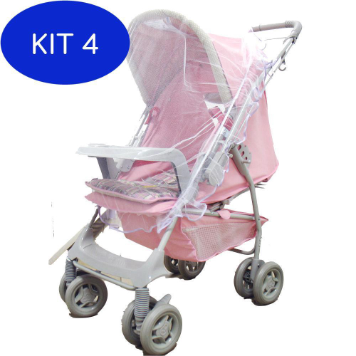 Kit Para Carrinho Bebe Xadrez Lilás