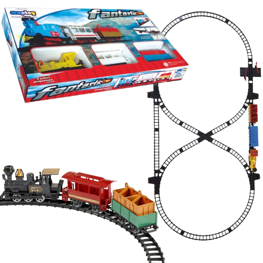 Trem Trenzinho Locomotiva De Brinquedo Com Pista Presente