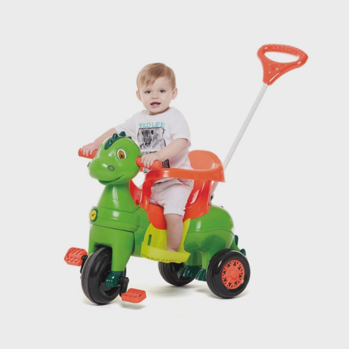 Triciclo Infantil com Haste Empurrador Pedal Motoca Velotrol 2 em